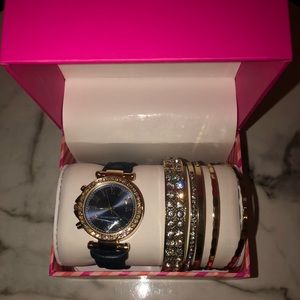 Jessica Carlyle Navy / Gold watch set
